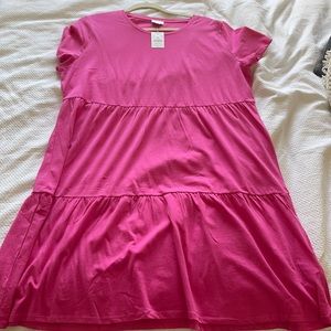 Pink tiered t-shirt dress